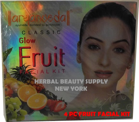 AryanVeda 4 PC Fruit Facial Kit CLEANSER SCRUB CREAM AND MASK