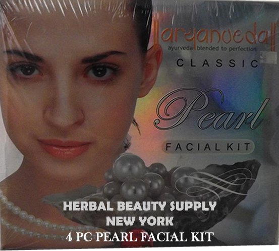 AryanVeda 4 PC Pearl Facial Kit CLEANSER SCRUB GEL AND FACEPACK