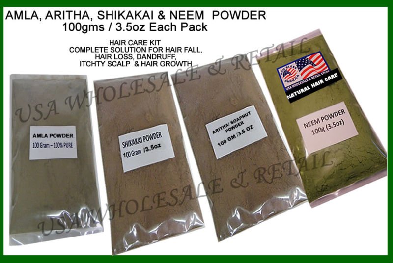 Amla Shikakai Aritha Neem Powder Herbal Hair Care Kit