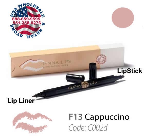 HennaLips Natural Henna Lip Liner and Lipstick Pen Cappuccino Color