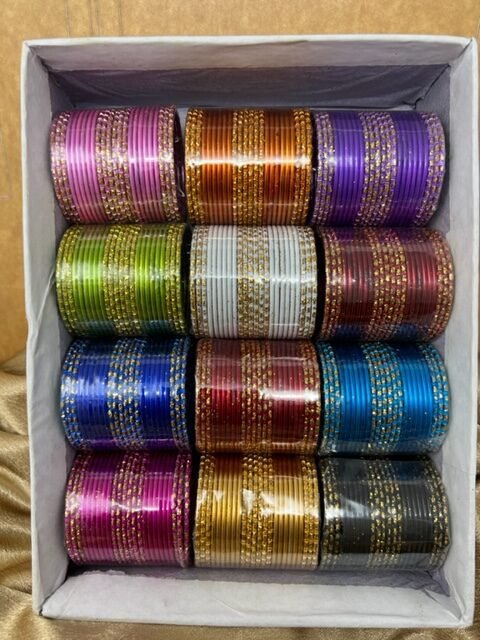 Indian Kids Color Metal Bangle Set Churiyan With Gold RR Henna USA
